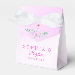 Ballotins Rose Poudrée Aquarelle Ombré Croix Baptême Personn