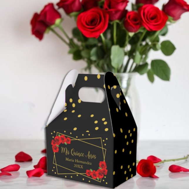 Ballotins Rose rouge Noir et or Quinceañera (Créateur téléchargé)
