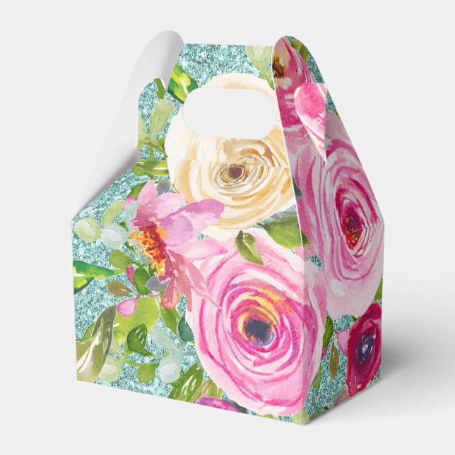 Ballotins Roses Aquarelle en Aqua Pailleté Rose Personnalisé (Verso)