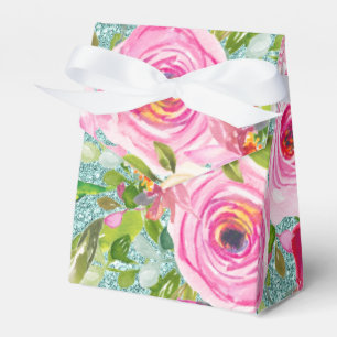 Ballotins Roses d'aquarelle en Parties scintillant Aqua Pers