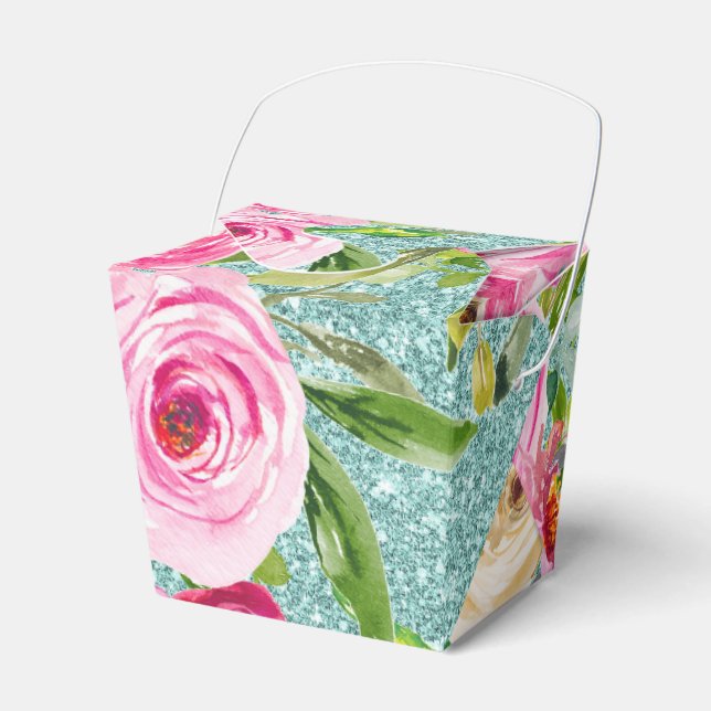 Ballotins Roses d'aquarelle en Parties scintillant Aqua Rose (Verso)
