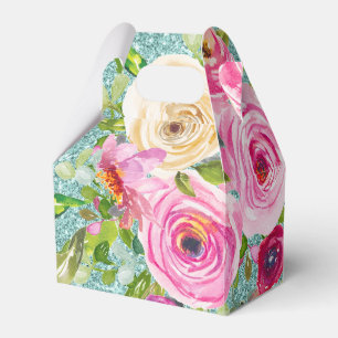 Ballotins Roses d'aquarelle en Parties scintillant Aqua rose
