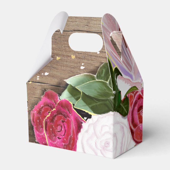 Ballotins Roses et Pays Chic Mariage Favoriser les boîtes (Verso)
