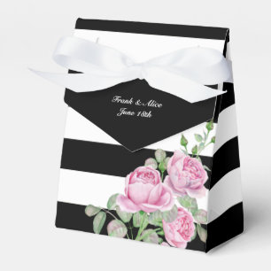 Ballotins Roses roses sur bandes noires Personnalisées