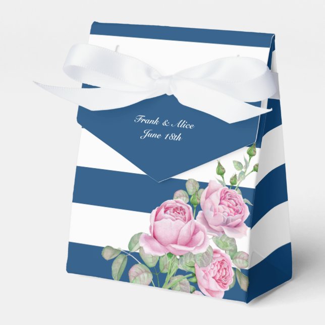 Ballotins Roses roses sur les rayures de marine sur mesure (Verso)