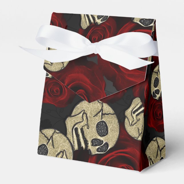 Ballotins Roses Rouges & Crânes Floral Gothique Noir Gris (Verso)
