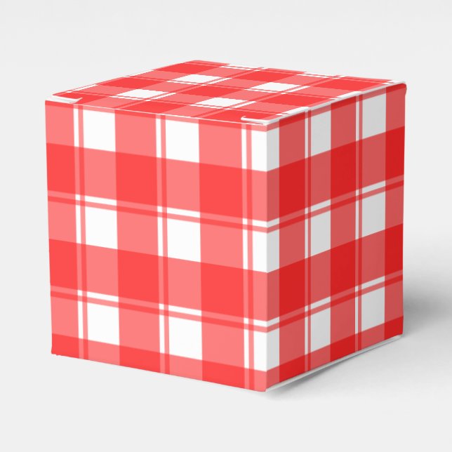 Ballotins Rouge Blanc Rétro Plaid Motif Party Favoriser Box (Verso)
