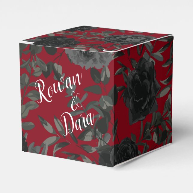 Ballotins Rouge et noir Rose gothique mariage Favor Box (Verso)