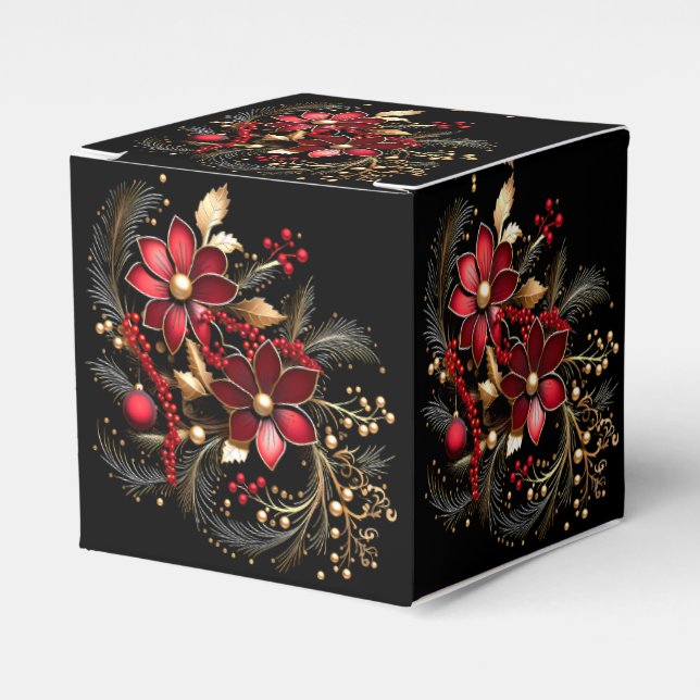 Ballotins Rouge Fleurs Décoratives Boîte Cadeau de Vacances (Verso)