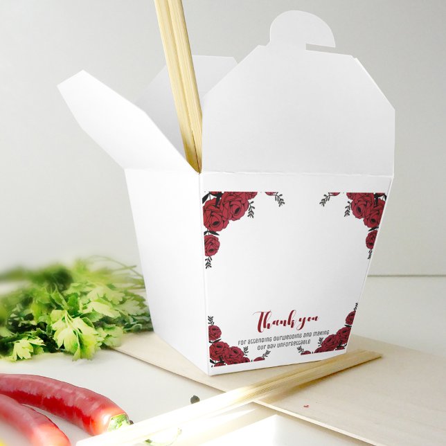 Ballotins Rouge Rose Floral thème Mariage (favor box in a lovely red floral theme)