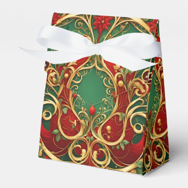 Ballotins Rouge Vert Floral Noël boîte cadeau de Noël (Verso)
