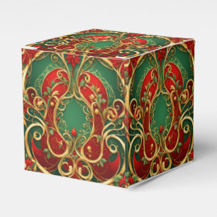 Ballotins Rouge Vert Floral Noël boîte cadeau de Noël