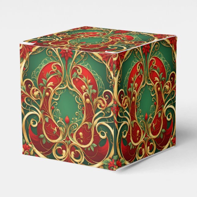 Ballotins Rouge Vert Floral Noël boîte cadeau de Noël (Verso)