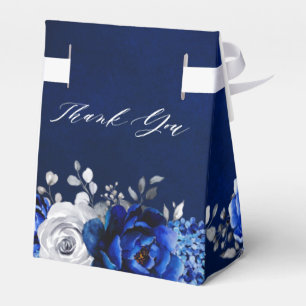 Ballotins Royal Bleu Blanc Argent Métallique Flore Mariage F