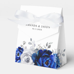 Ballotins Royal Bleu Blanc Argent Métallo Mariage Floral