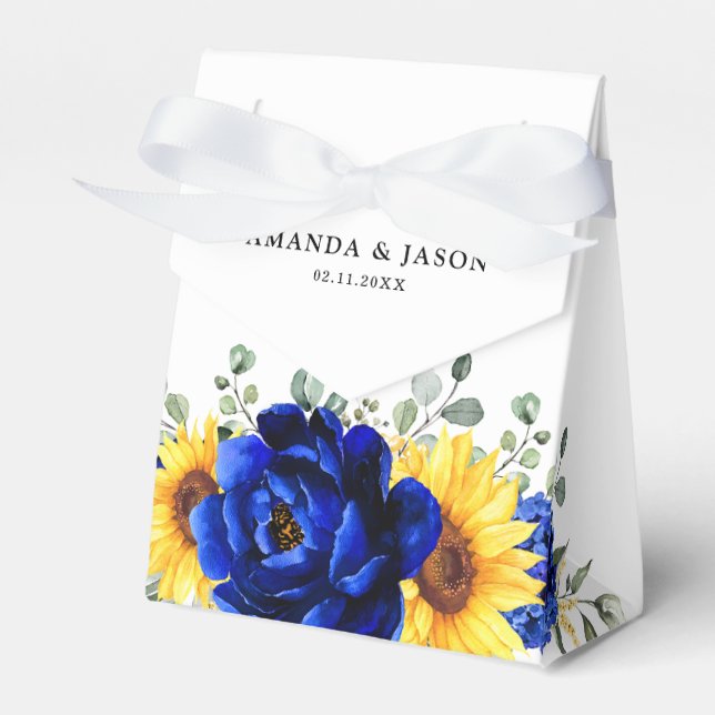 Ballotins Royal Blue Rustic Tournesol Moderne Floral Mariage (Verso)
