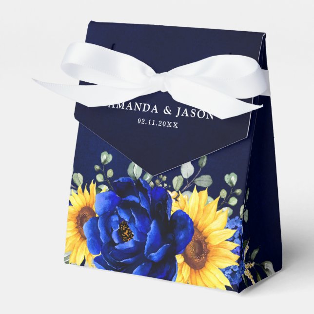 Ballotins Royal Blue Rustic Tournesol Moderne Floral Mariage (Verso)
