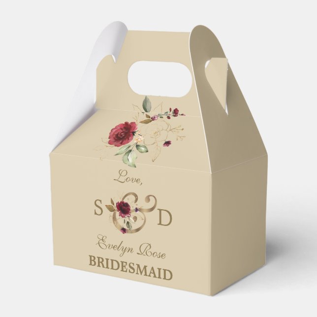 Ballotins Royal Bourgogne Gold Flowers Monogram Mariage (Verso)