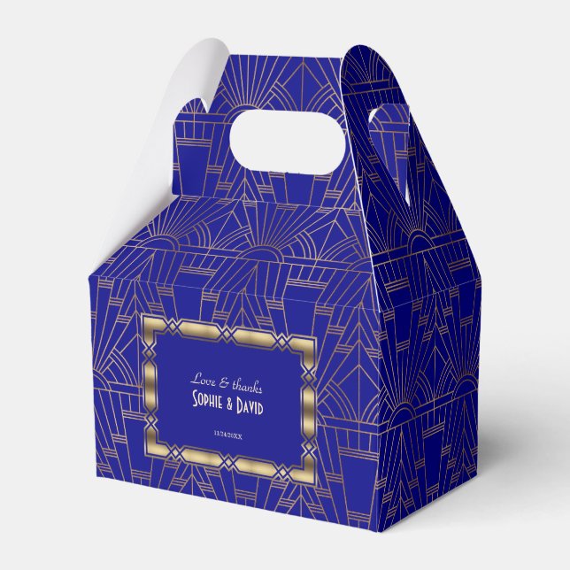 Ballotins Royal Navy Blue Gold Art Déco 1920 Mariage (Verso)