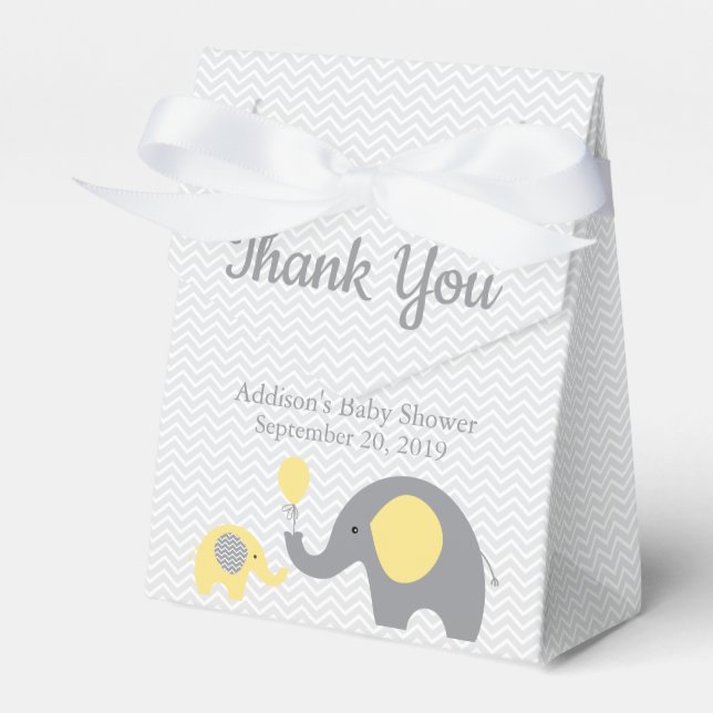 Ballotins Ruban Ballotin de Baby shower jaune éléphant (Verso)