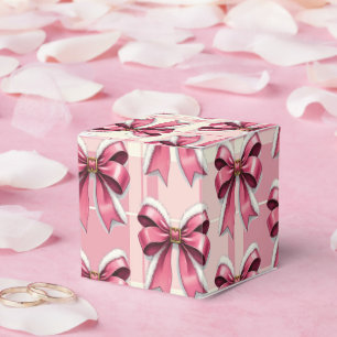 Ballotins Rubans de Père Noël à carreaux roses de Noël  