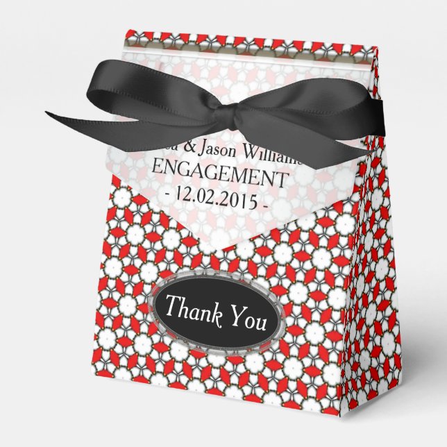 Ballotins Ruby Rouge Blanc floral Motif Party Favoriser boît (Verso)