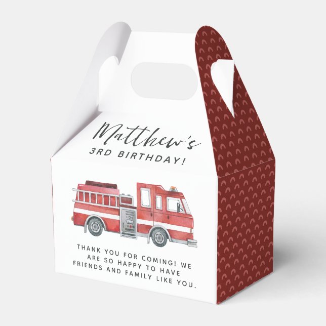 Ballotins Rustic Red Firetruck Ballotin de fête d'anniversai (Verso)
