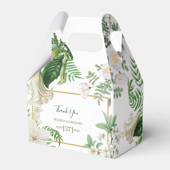 Ballotins Rustique blanc vert aquarelle Mariage or Floral (Verso)