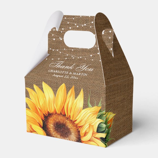 Ballotins Rustique Burlap Tournesol boîte de mariage Favor (Verso)