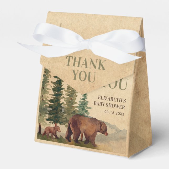 Ballotins Rustique Mama & Baby Bear Baby shower Merci (Verso)