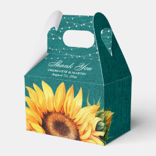 Ballotins Rustique Turquoise Burlap Sunflower boîte de maria