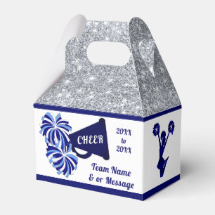 Ballotins Sacs Goodie pom-pom girl. Personnalisé, Bleu, Blan
