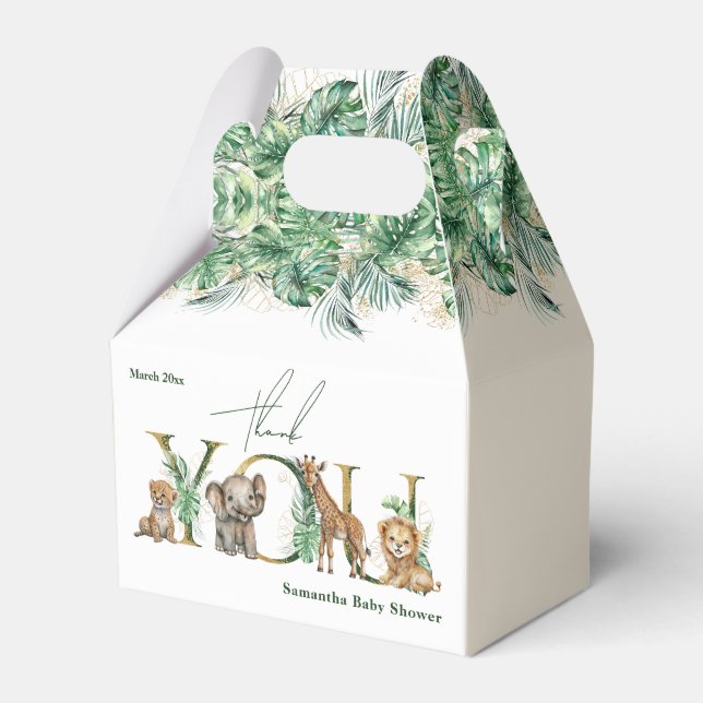 Ballotins Safari Animal Jungle Vert & Gold garçon Baby showe (Verso)