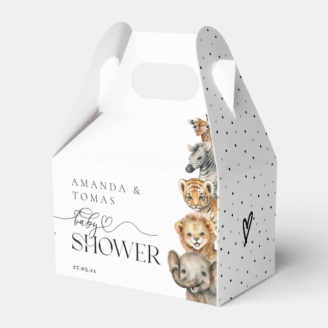 Ballotins Safari Animaux Baby shower moderne (Verso)