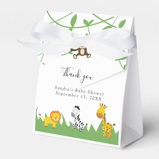 Ballotins Safari Baby shower mignon Jungle Animaux Neutres (Verso)