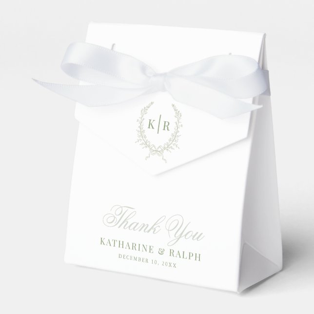 Ballotins Sage Botaniacal & Ribbon Crest Monogram Mariage (Verso)