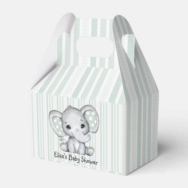 Ballotins Sage Vert Aquarelle Eléphant Baby shower neutre (Verso)