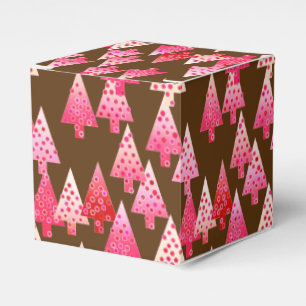 Ballotins Sapins de Noël à fleurs modernes - corail et marro