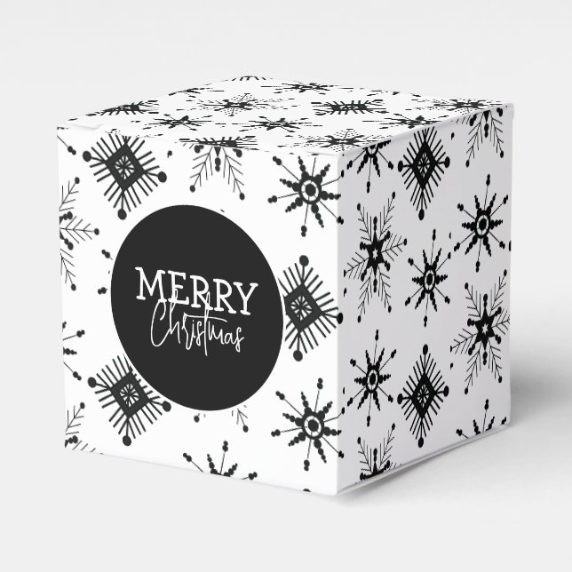 Ballotins Script Joyeux Noël Flocons de Neige Noirs   (Verso)