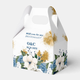 Ballotins Serez-Vous Ma Femme D'Accueil Blue Floral Gold Dus