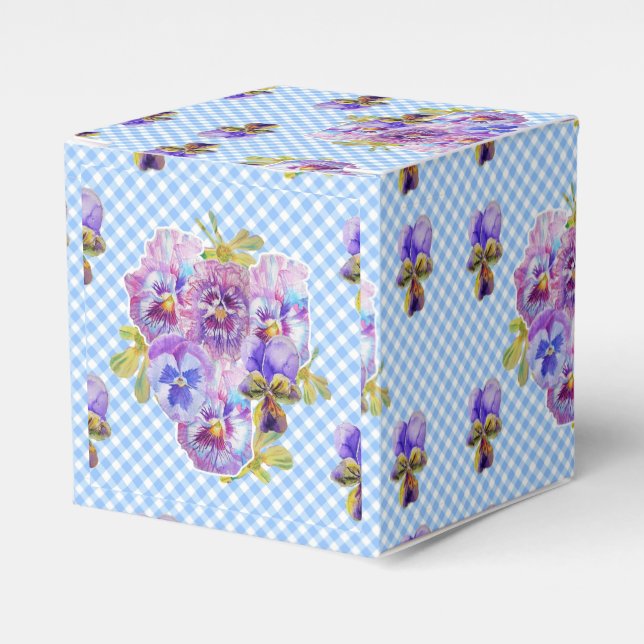 Ballotins Shabby Chic Blue En vichy Pansy Floral Cake (Verso)