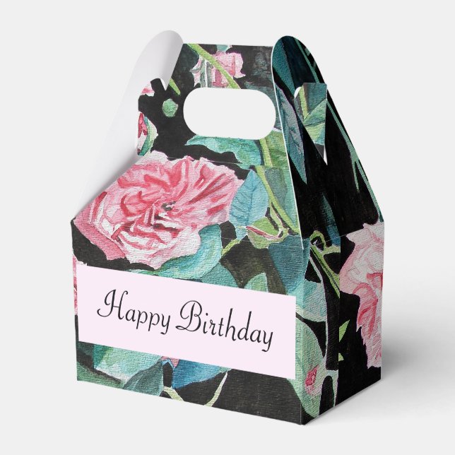 Ballotins Shabby Rose Rose Floral Ballotin de gâteau d'anniv (Verso)
