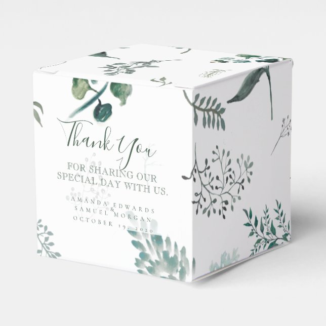 Ballotins Silvery Green Eucalyptus boîte de mariage Faveur (Verso)