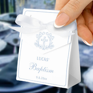 Ballotins Simple Floral Croix Bleue Baptême Petite tente