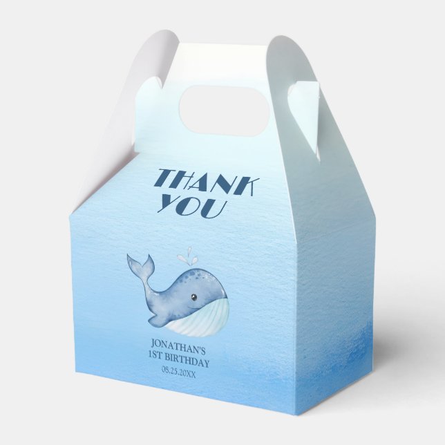 Ballotins Simple mignonne Baleine Bleu Mer Merci d'anniversa (Arrière)