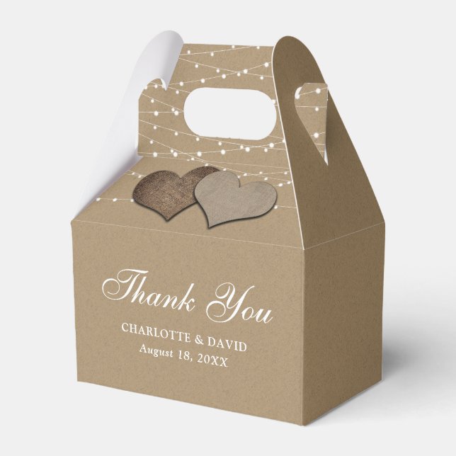Ballotins Simple Rustique Faux Kraft Papier Boîte de mariage (Verso)