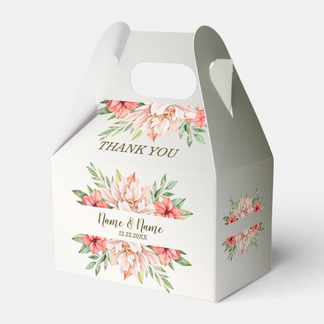 Ballotins Soirée de mariage - Envie de cadeau Orange Floral  (Verso)