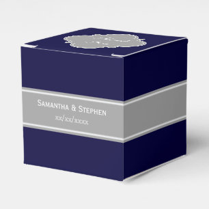 Ballotins Solid Navy Blue, Dark Gray Ribbon Nom Monogram