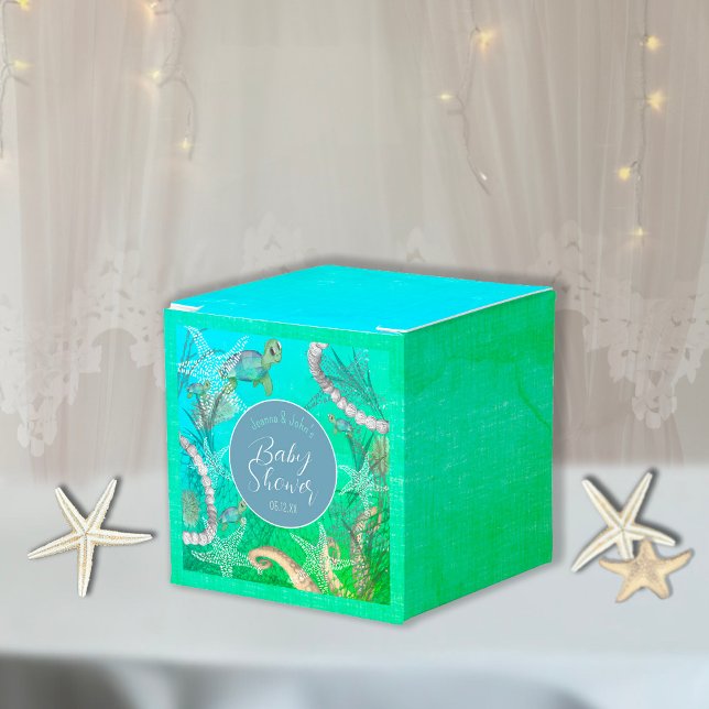 Ballotins Sous le Baby shower marin nautique (Under The Sea Nautical Baby Shower Favor Box)