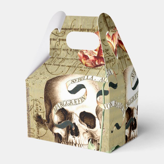 Ballotins Steampunk Crâne Floral Écriture Halloween Ballotin (Arrière)